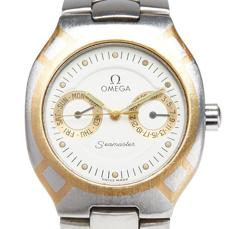 オメガ シーマスター ポラリス 腕時計 クオーツ ホワイト文字盤 ステンレススチール メンズ OMEGA 【中古】