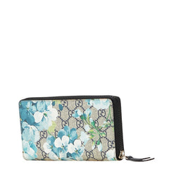 グッチ GGブルーム GGスプリーム ラウンドファスナー 長財布 546355 ベージュ ブルー系 PVC レディース GUCCI 【中古】