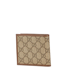 グッチ GGスプリーム インターロッキングG 二つ折り財布 札入れ 671652 ベージュ ブラウン PVC レザー レディース GUCCI 【中古】