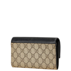 グッチ GGマーモント GGスプリーム 長財布 456116 ブラック ベージュ レザー レディース GUCCI 【中古】