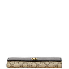 グッチ GGマーモント GGスプリーム 長財布 456116 ブラック ベージュ レザー レディース GUCCI 【中古】