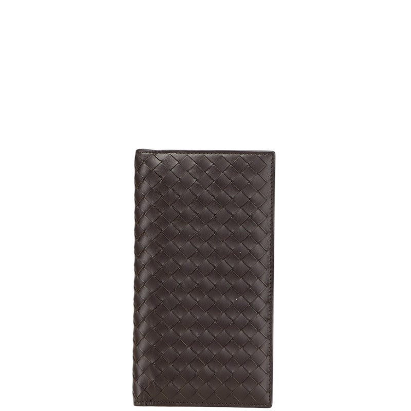 ボッテガヴェネタ イントレチャート 長財布 ブラウン レザー メンズ BOTTEGAVENETA 【中古】