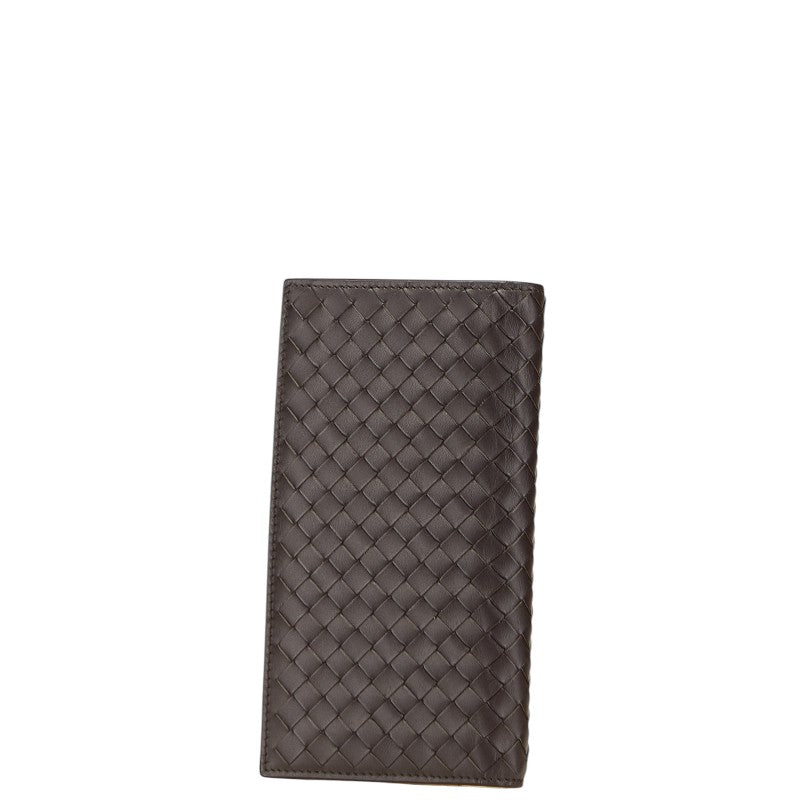 ボッテガヴェネタ イントレチャート 長財布 ブラウン レザー メンズ BOTTEGAVENETA 【中古】