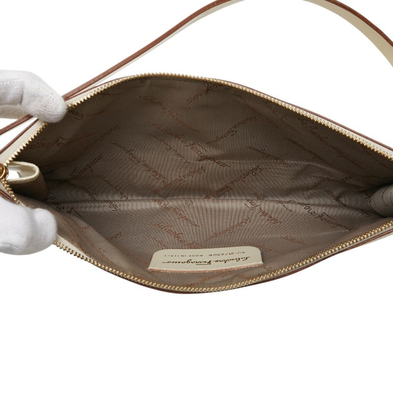 サルヴァトーレフェラガモ ガンチーニ ハンドバッグ ベージュ レザー レディース Salvatore Ferragamo 【中古】