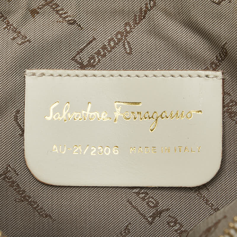 サルヴァトーレフェラガモ ガンチーニ ハンドバッグ ベージュ レザー レディース Salvatore Ferragamo 【中古】
