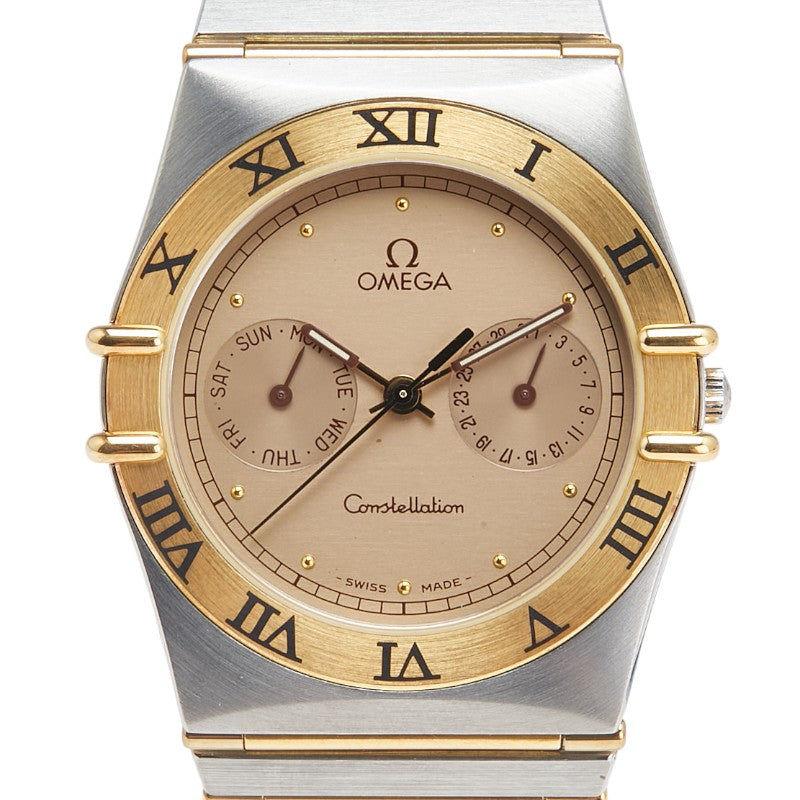 オメガ コンステレーション デイデイト 腕時計 クオーツ ゴールド文字盤 ステンレススチール メッキ メンズ OMEGA 【中古】