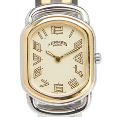 エルメス ラリー 腕時計 RA1.220 クオーツ ベージュ文字盤 ステンレススチール メッキ メタル レディース HERMES 【中古】