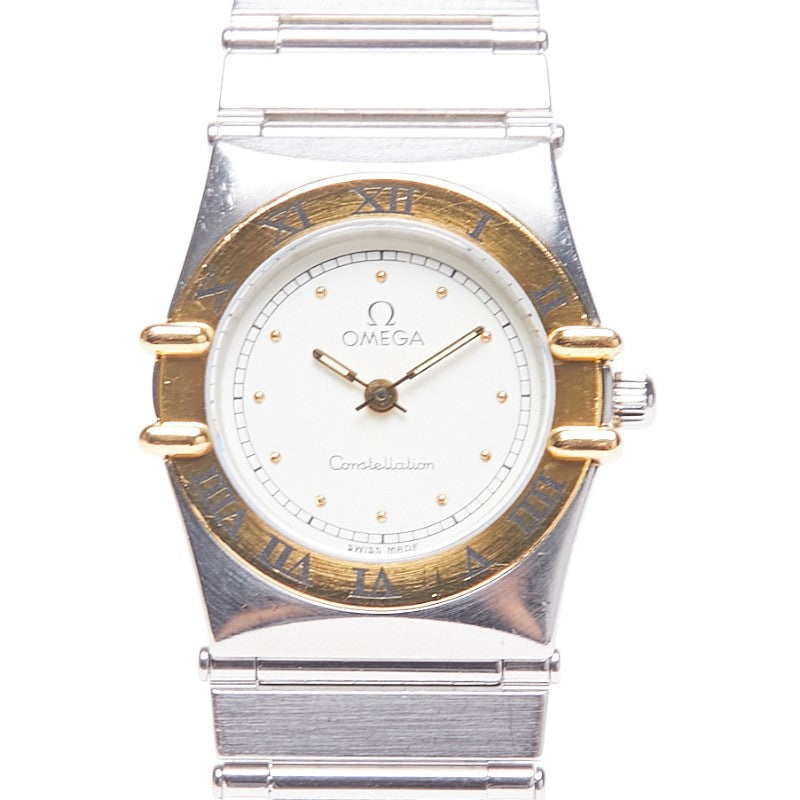 オメガ コンステレーション 腕時計 クオーツ ホワイト文字盤 ステンレススチール メッキ レディース OMEGA 【中古】