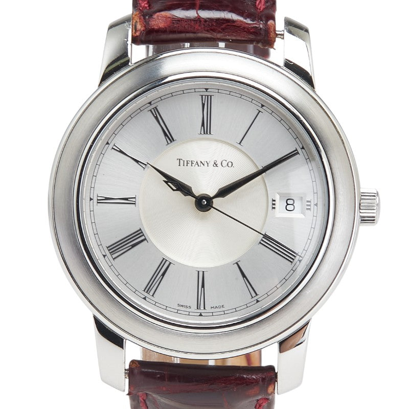 ティファニー マークラウンド ベルト（社外品） 腕時計 自動巻き シルバー文字盤 ステンレススチール レザー メンズ TIFFANY&Co. 【中古】