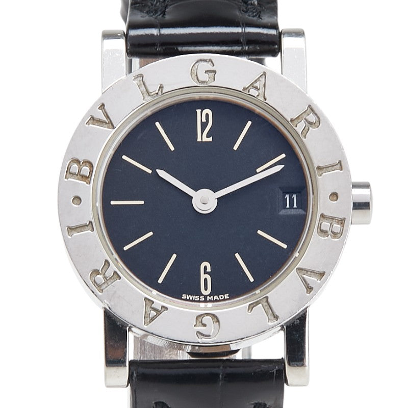 ブルガリ ブルガリブルガリ 腕時計 BB23SL クオーツ ブラック文字盤 ステンレススチール レザー レディース BVLGARI 【中古】