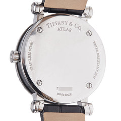 ティファニー アトラス 腕時計 Z1300.11.11A10A71A クオーツ ブラック文字盤 ステンレススチール レザー レディース TIFFANY&Co. 【中古】