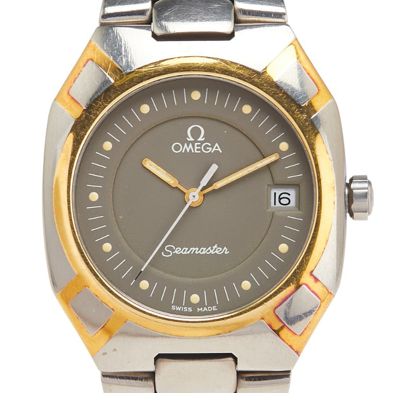 オメガ シーマスター ポラリス 腕時計 クオーツ グレー文字盤 ステンレススチール メッキ メンズ OMEGA 【中古】