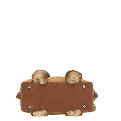 サルヴァトーレフェラガモ ハンドバッグ ベージュ ブラウン ファー レザー スエード レディース Salvatore Ferragamo 【中古】