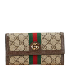 グッチ GGスプリーム オフディア 長財布 523153 ブラウン PVC レザー レディース GUCCI 【中古】