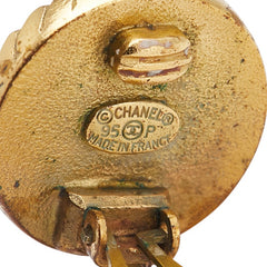 シャネル ヴィンテージ ココマーク ラウンド イヤリング ゴールド ブラック メッキ プラスチック レディース CHANEL 【中古】