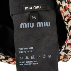 ミュウミュウ 千鳥格子 ベレー帽 サイズ:M 5HC075 ベージュ マルチカラー ウール ポリアミド レディース MIUMIU 【中古】