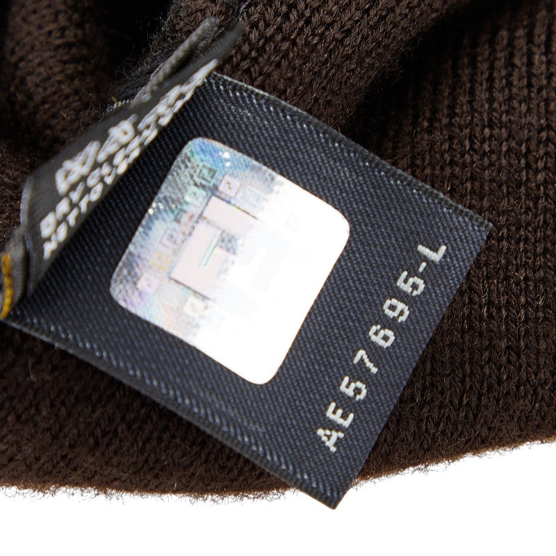 フェンディ ズッカ ニットキャップ ニット帽 ブラック ブラウン ウール レディース FENDI 【中古】