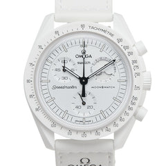 オメガ × スウォッチ スピードマスター ミッション トゥ ザ ムーンフェイズ フルムーン 腕時計 SO33W700 クオーツ ホワイト文字盤 ナイロン バイオセラミック レディース OMEGA 【中古】