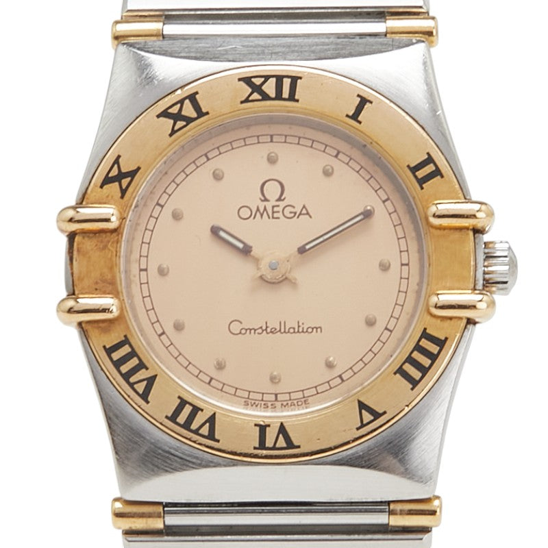 オメガ コンステレーション 腕時計 クオーツ ゴールド文字盤 ステンレススチール メッキ レディース OMEGA 【中古】