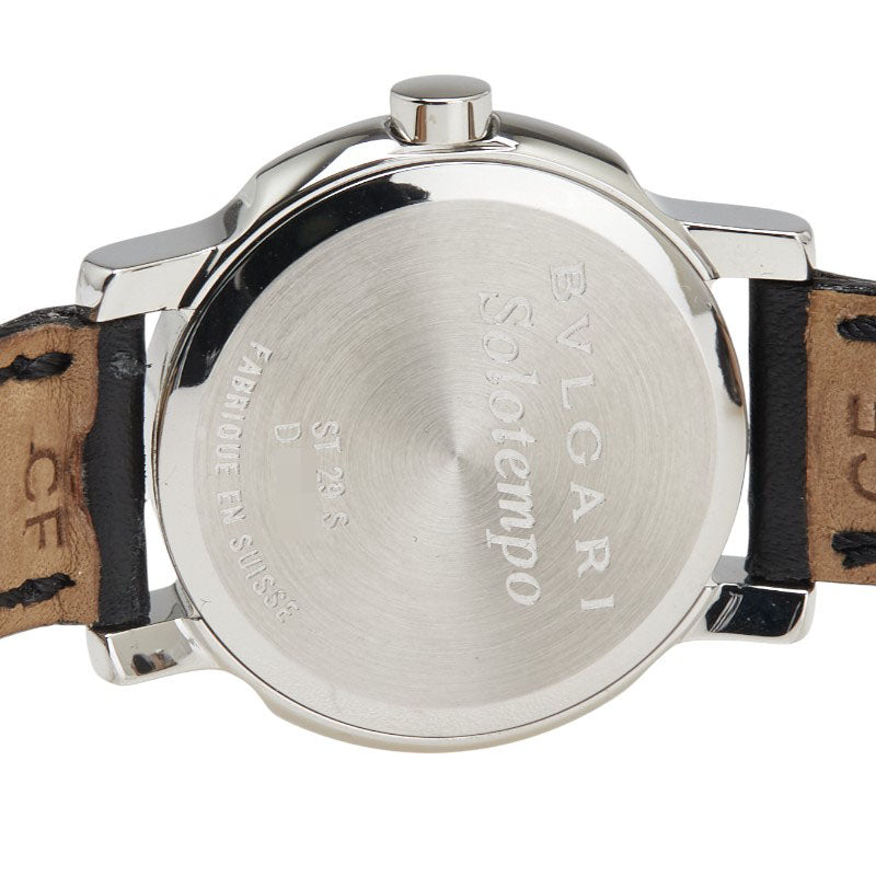 ブルガリ ソロテンポ 腕時計 ST29S クオーツ ブラック文字盤 ステンレススチール レザー レディース BVLGARI 【中古】
