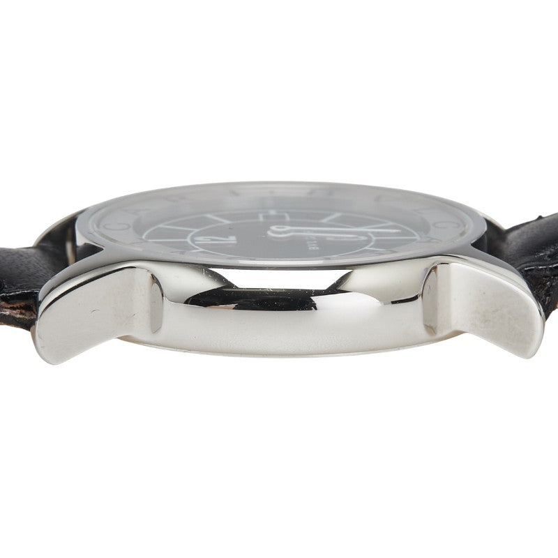 ブルガリ ソロテンポ 腕時計 ST29S クオーツ ブラック文字盤 ステンレススチール レザー レディース BVLGARI 【中古】