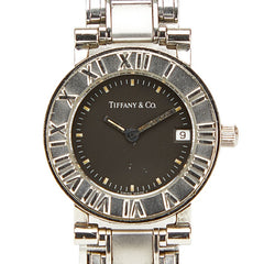 ティファニー ヴィンテージ 旧型 アトラス 腕時計 クオーツ ブラック文字盤 ステンレススチール レディース TIFFANY&Co. 【中古】