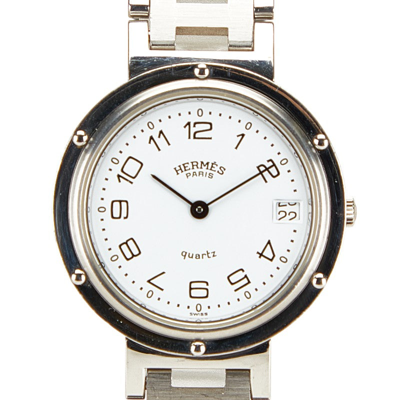 エルメス クリッパー 腕時計 クオーツ ホワイト文字盤 ステンレススチール メンズ HERMES 【中古】