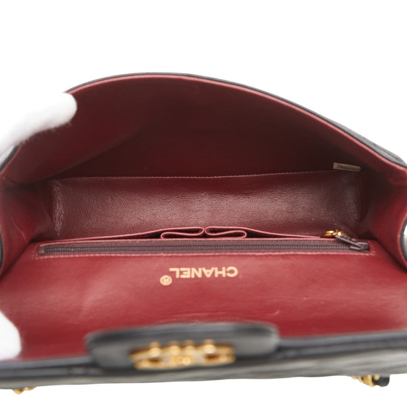 シャネル マトラッセ ココマーク ダブルフラップ ショルダーバッグ ブラック ゴールド ラムスキン レディース CHANEL 【中古】