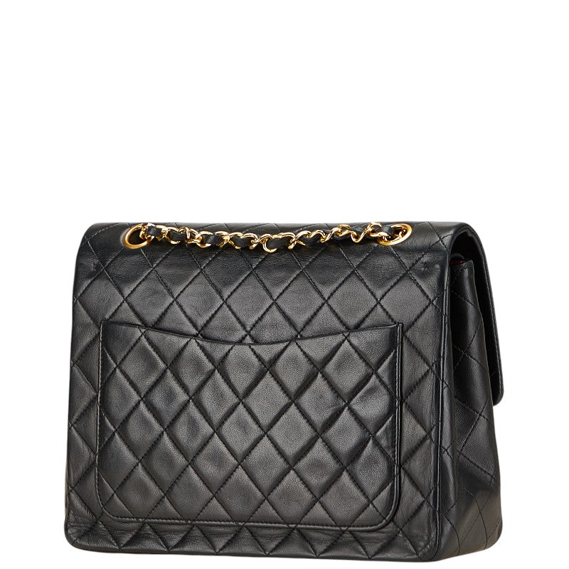 シャネル マトラッセ ココマーク ダブルフラップ ショルダーバッグ ブラック ゴールド ラムスキン レディース CHANEL 【中古】