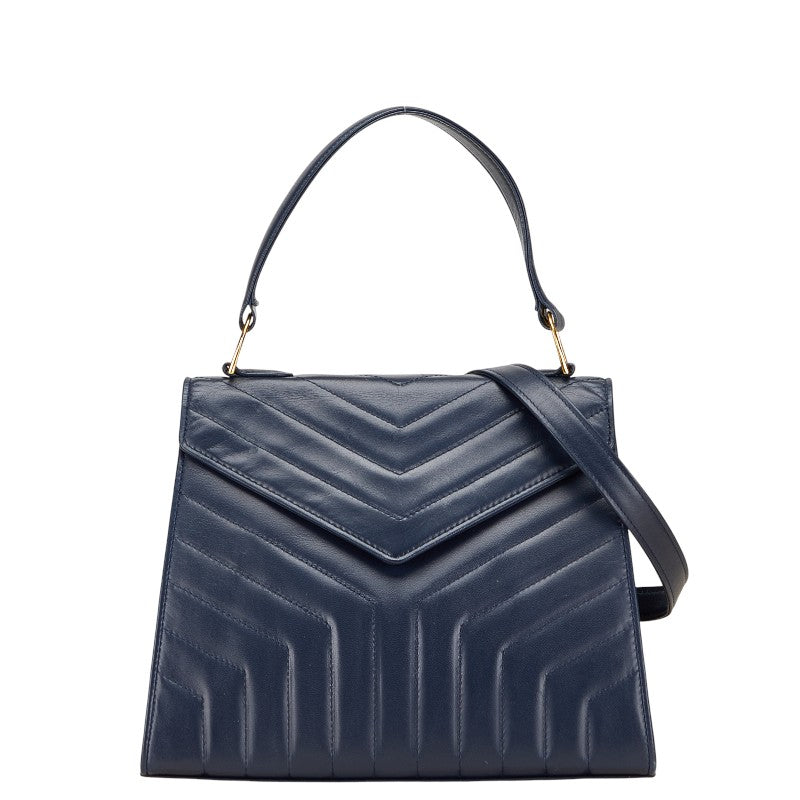 サンローラン ショルダーバッグ ハンドバッグ 2WAY ネイビー レザー レディース SAINT LAURENT 【中古】