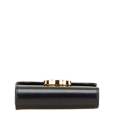 セリーヌ トリオンフ 三つ折り財布 ブラック レザー レディース CELINE 【中古】