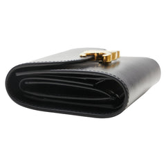 セリーヌ トリオンフ 三つ折り財布 ブラック レザー レディース CELINE 【中古】