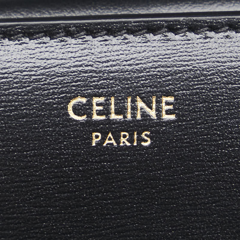 セリーヌ トリオンフ 三つ折り財布 ブラック レザー レディース CELINE 【中古】