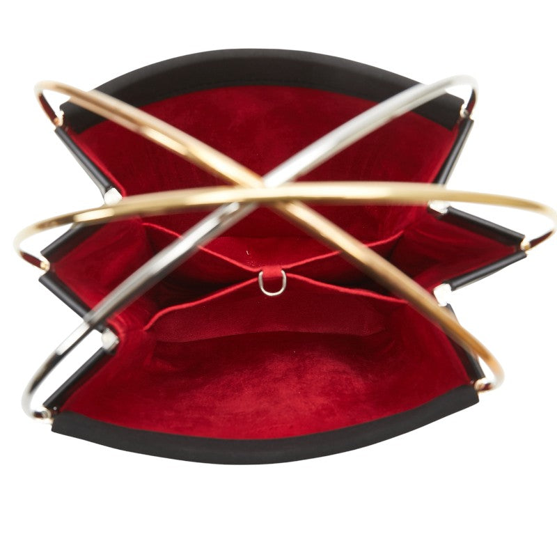 カルティエ トリニティバッグ ハンドバッグ ブラック ウレタン メッキ レディース CARTIER 【中古】