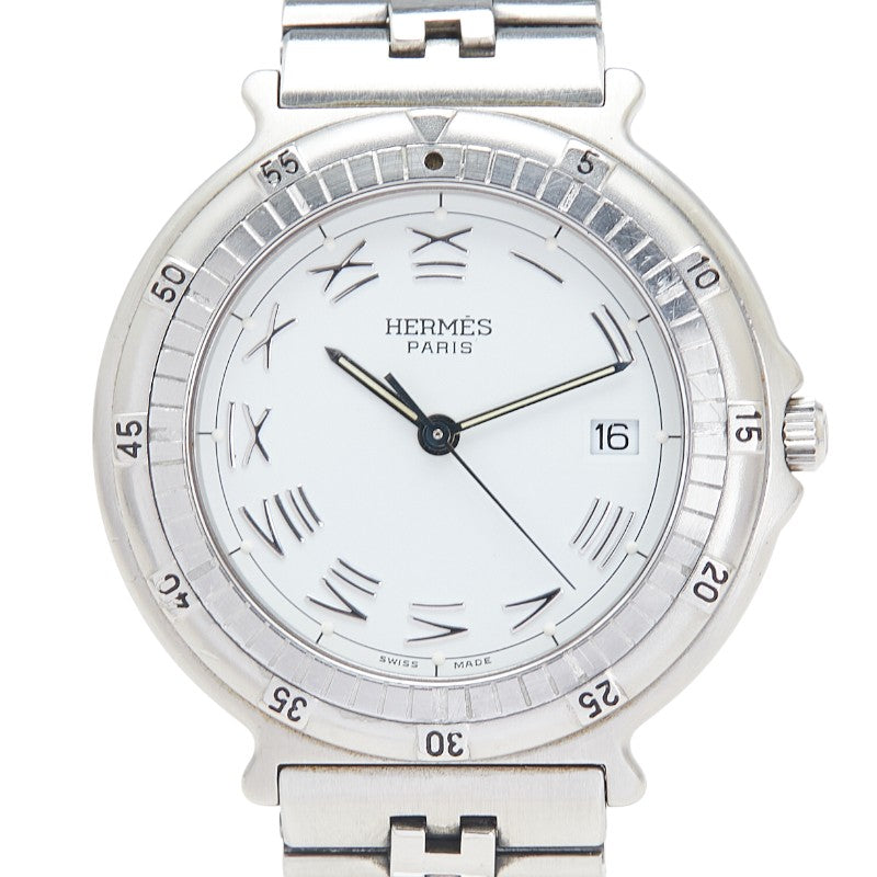 エルメス キャプテンニモ 腕時計 クオーツ ホワイト文字盤 ステンレススチール レディース HERMES 【中古】