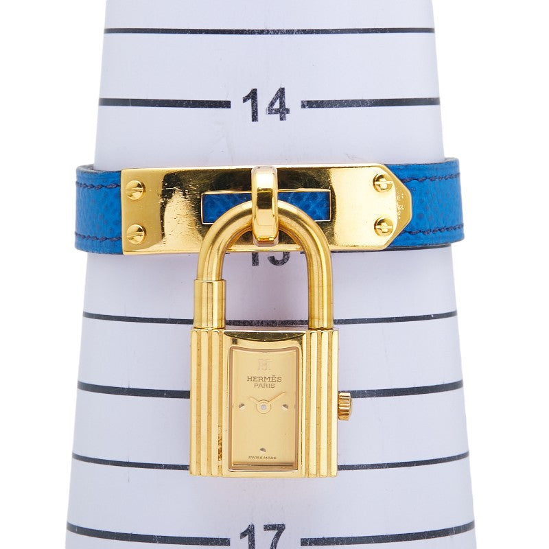 エルメス ケリーウォッチ 腕時計 クオーツ ゴールド文字盤 ステンレススチール レザー レディース HERMES 【中古】