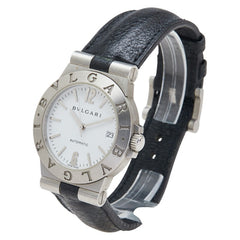 ブルガリ ディアゴノ 腕時計 LCV35S 自動巻き ホワイト文字盤 ステンレススチール レザー メンズ BVLGARI 【中古】