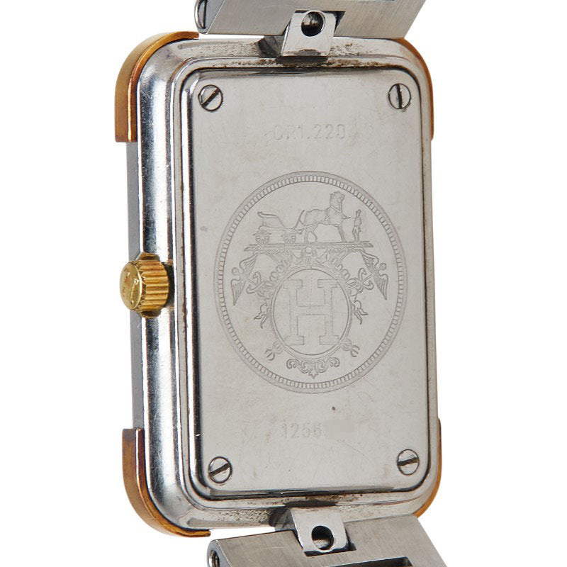 エルメス クロアジュール 腕時計 CR1.220 クオーツ ホワイト文字盤 ステンレススチール メッキ レディース HERMES 【中古】