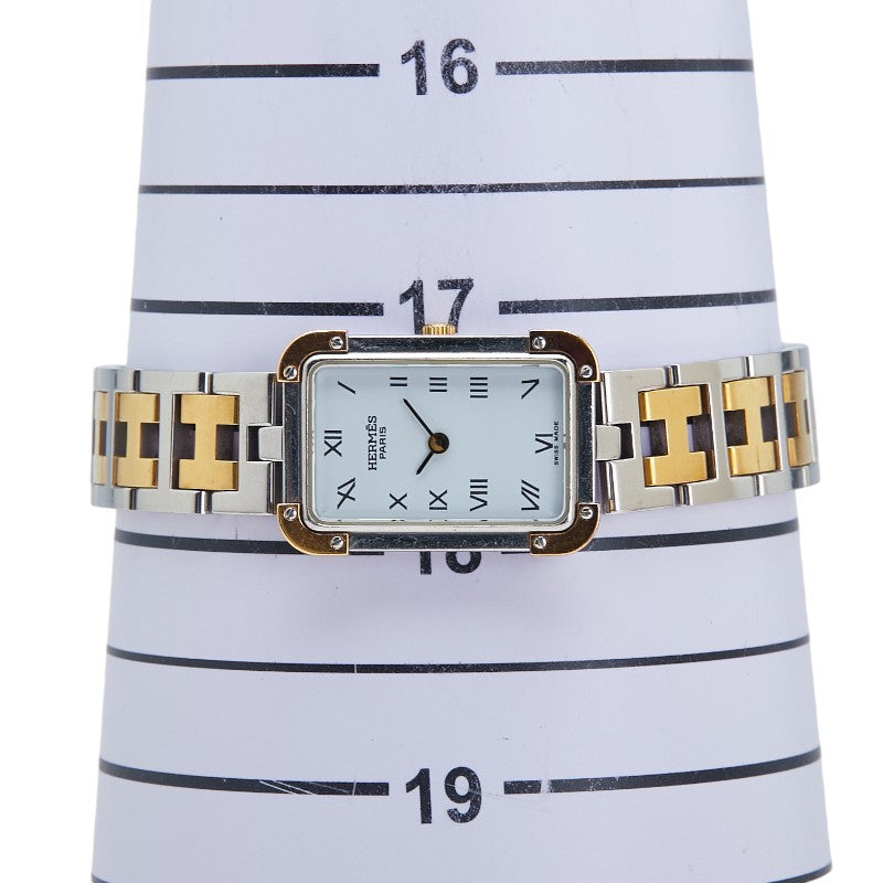 エルメス クロアジュール 腕時計 CR1.220 クオーツ ホワイト文字盤 ステンレススチール メッキ レディース HERMES 【中古】