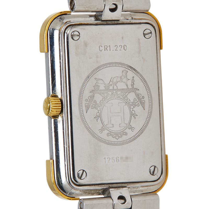 エルメス クロアジュール 腕時計 CR1.220 クオーツ ホワイト文字盤 ステンレススチール メッキ レディース HERMES 【中古】