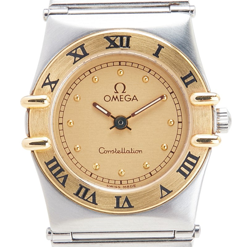 オメガ コンステレーション 腕時計 クオーツ ゴールド文字盤 ステンレススチール イエローゴールド レディース OMEGA 【中古】