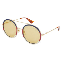 グッチ インターロッキングG バンブルビー ラウンド ビー 蜂 サングラス GG0061S ゴールド レッド ブルー プラスチック レディース GUCCI 【中古】