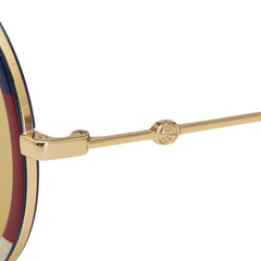 グッチ インターロッキングG バンブルビー ラウンド ビー 蜂 サングラス GG0061S ゴールド レッド ブルー プラスチック レディース GUCCI 【中古】