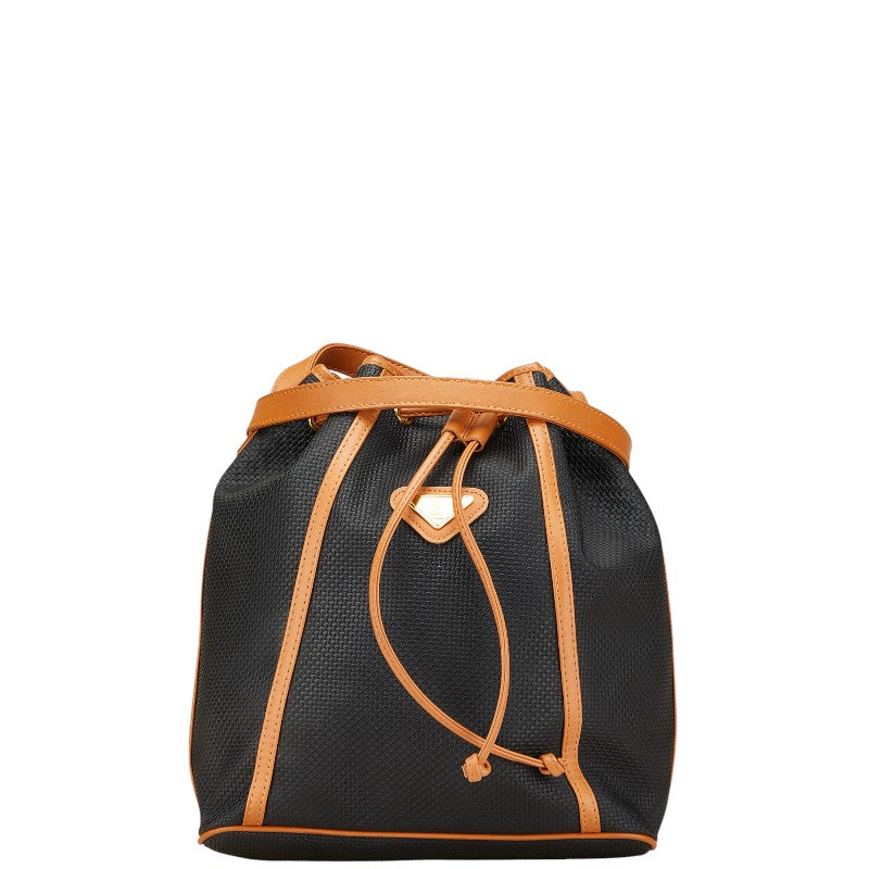 サンローラン YSLロゴ 巾着 ショルダーバッグ ブラック ブラウン レザー レディース SAINT LAURENT 【中古】