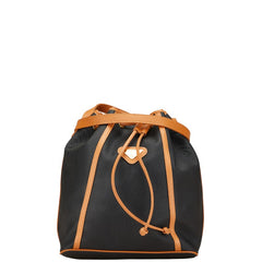 サンローラン YSLロゴ 巾着 ショルダーバッグ ブラック ブラウン レザー レディース SAINT LAURENT 【中古】