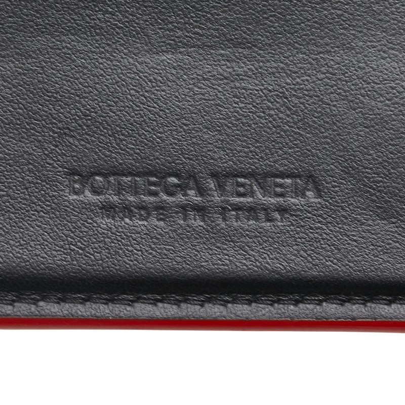 ボッテガヴェネタ マキシイントレチャート 二つ折り財布 ブラック レッド レザー レディース BOTTEGAVENETA 【中古】