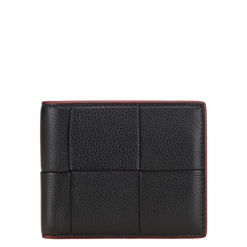 ボッテガヴェネタ マキシイントレチャート 二つ折り財布 ブラック レッド レザー レディース BOTTEGAVENETA 【中古】