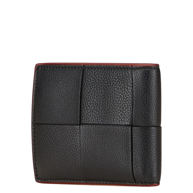 ボッテガヴェネタ マキシイントレチャート 二つ折り財布 ブラック レッド レザー レディース BOTTEGAVENETA 【中古】