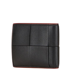 ボッテガヴェネタ マキシイントレチャート 二つ折り財布 ブラック レッド レザー レディース BOTTEGAVENETA 【中古】