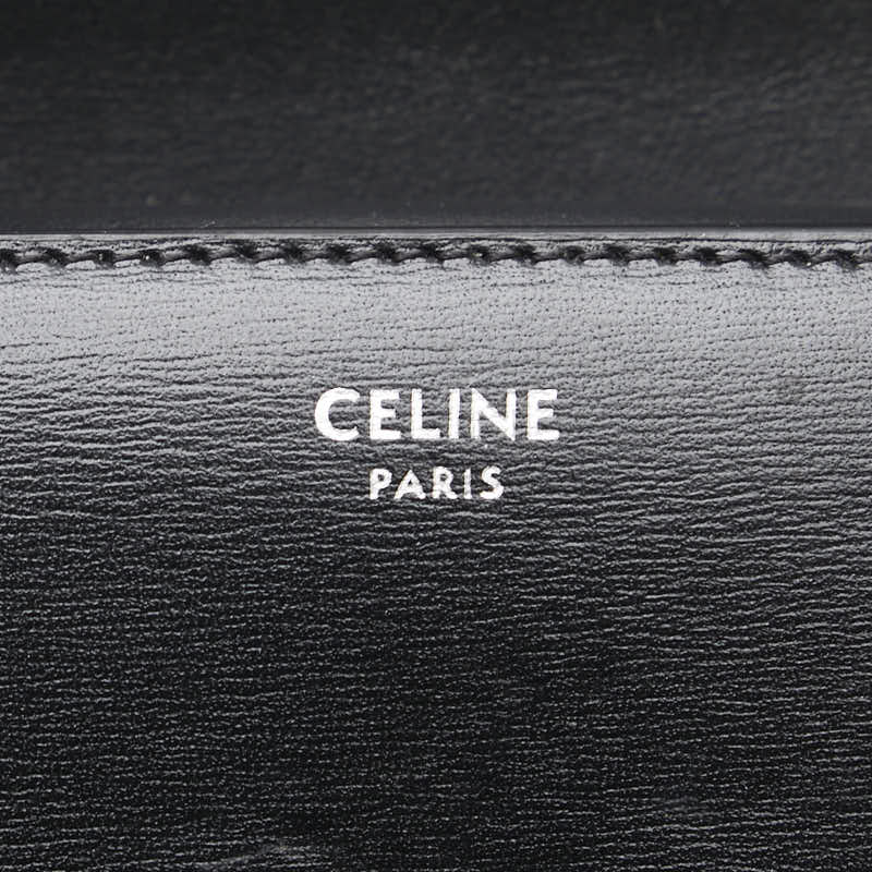 セリーヌ トリオンフ スモールフラップウォレット 三つ折り財布 ブラック レザー レディース CELINE 【中古】